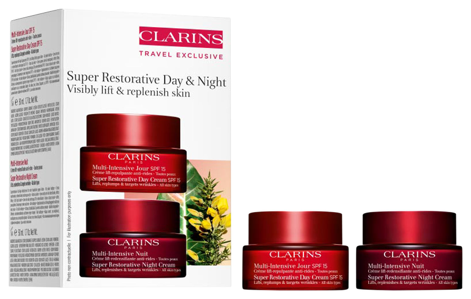 Clarins Super Restorative Set: Day Cream SPF 15 50ml + Night Cream 50ml