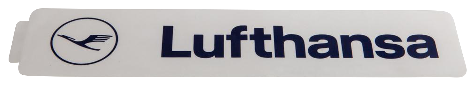 Bild: LH-Aufkleber rechteckig, transparent, dunkelblauer Lufthansa Schriftzug