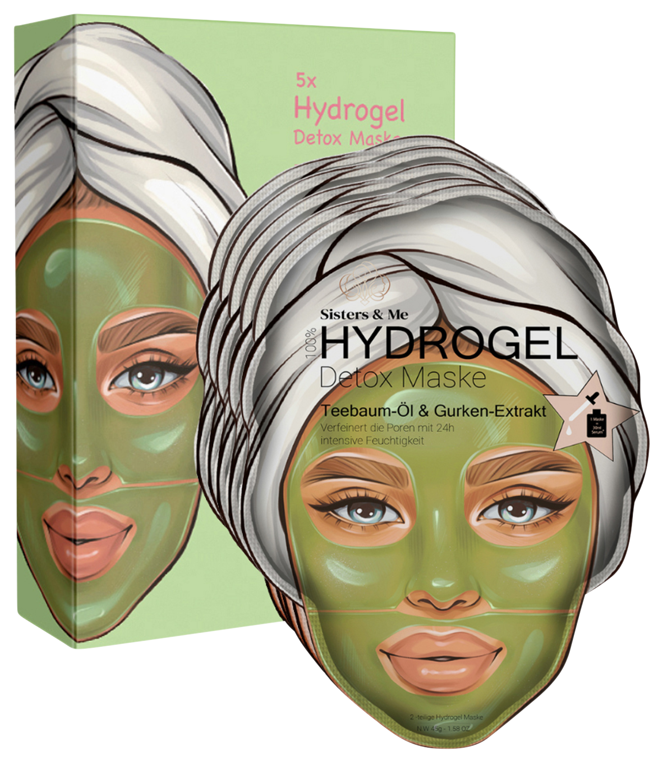 Bild: Sisters &amp; Me 5X HYDROGEL DETOX MASKE MIT TEEBAUM-ÖL &amp; GURKEN-EXTRAKT