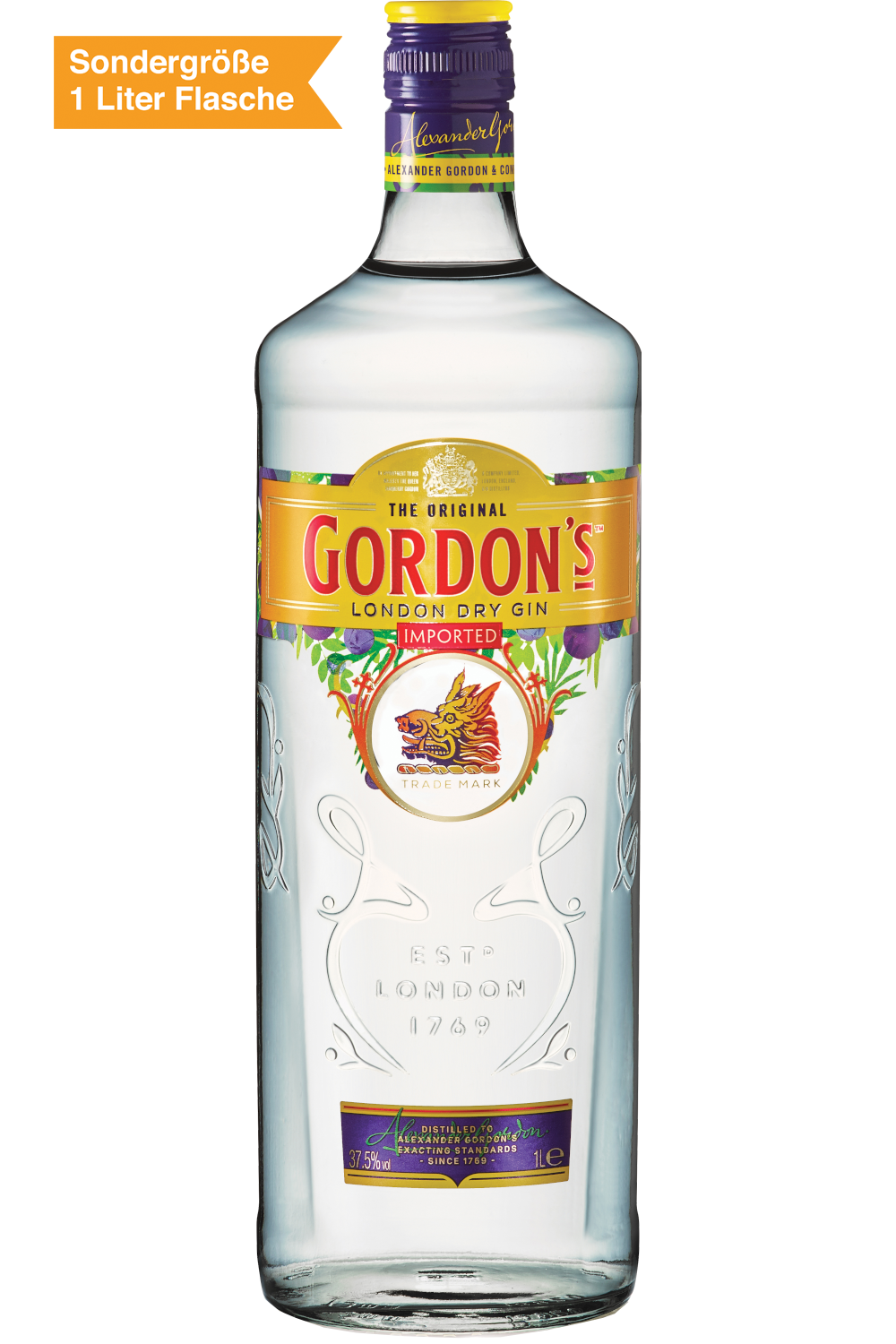 Bild: Gordon's London Dry Gin 37.5% 1 Liter Flasche