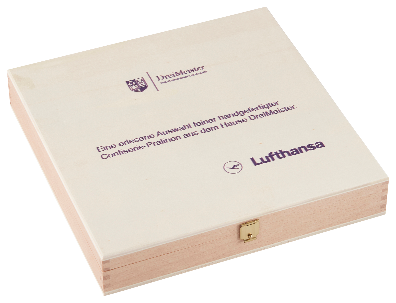 Bild: DreiMeister Holzkiste Lufthansa Pralinenmischung 390g