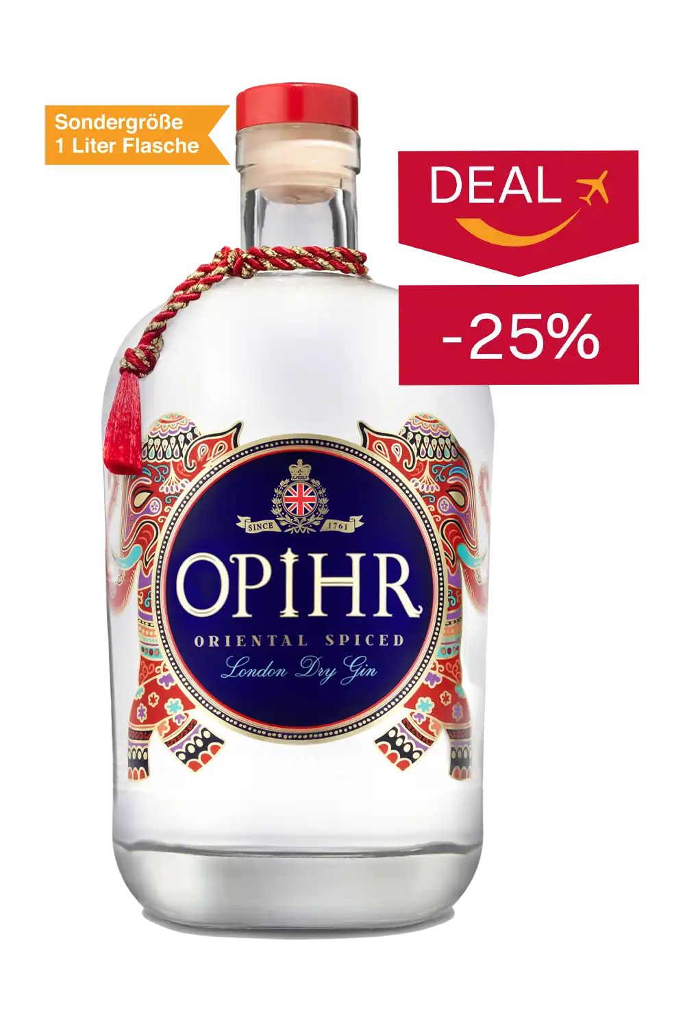 Bild: Opihr Oriental Spiced London Dry Gin 42,5% Vol. 1 Liter Flasche