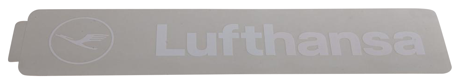 Bild: LH-Aufkleber rechteckig, transparent, weißer Lufthansa Schriftzug