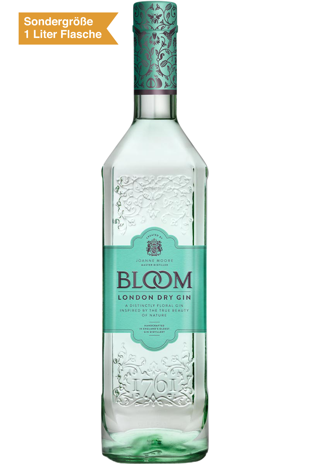 Bild: Bloom London Dry Gin 1 Liter Flasche