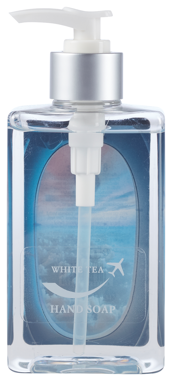 Bild: Handseife mit Spender - Flugzeugfenster &amp; Ringeltaube-Logo - White Tea - 260 ml
