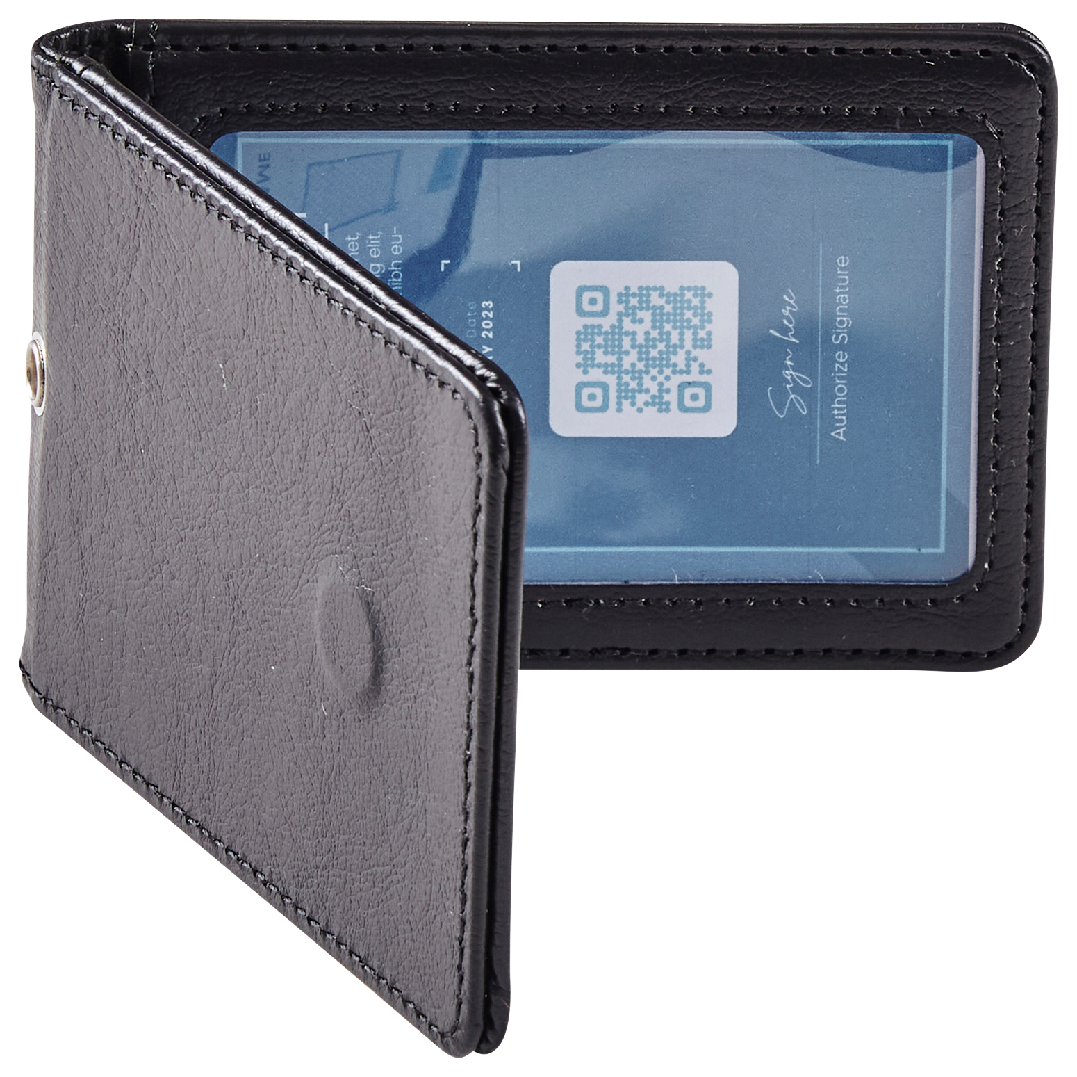 Bild: Ausweishülle Kartenhalter schwarz Kunstleder 2 Fächer