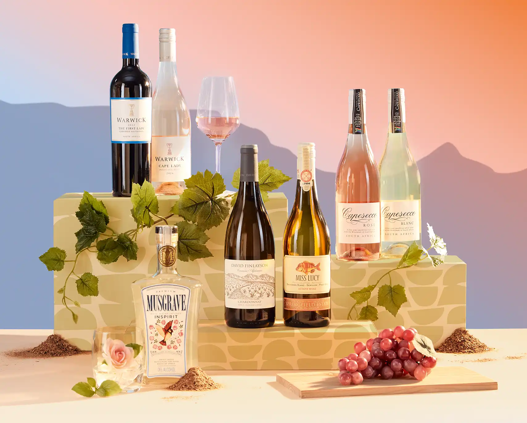 Verschiedene Weine aus Südafrika