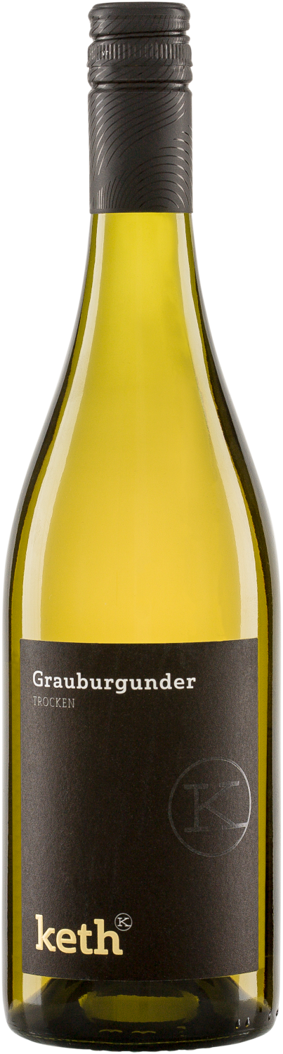 Eine Flasche Weißwein Keth Grauburgunder