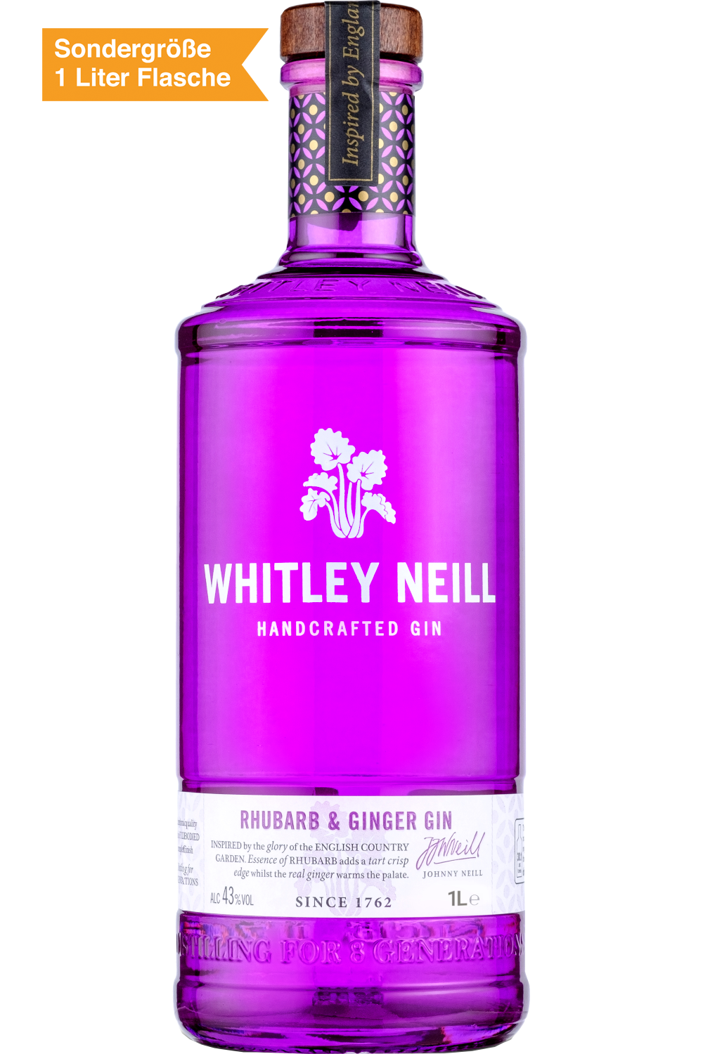 Bild: Whitley Neill Rhubarb &amp; Ginger Gin 1 Liter Flasche