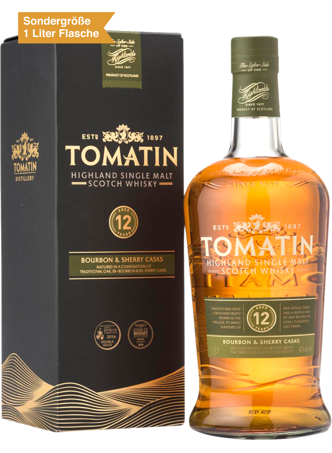 Bild: Tomatin 12y Highland Single Malt Scotch Whisky 1 Liter Flasche
